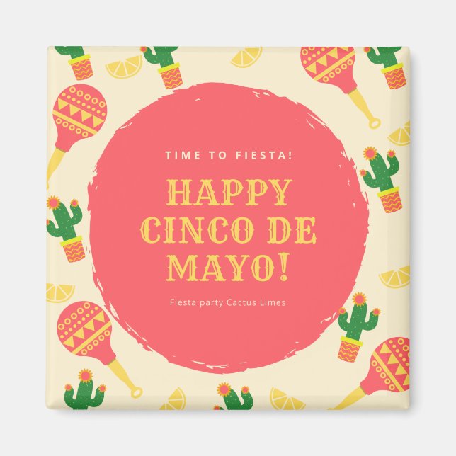 Fiesta Party Sombrero Cactus Limes Paprikaschoten  Magnet (Vorne)
