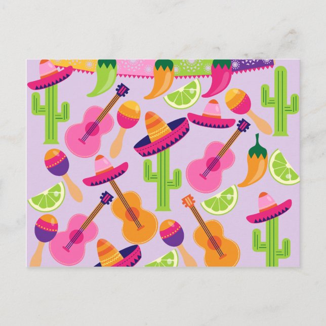 Fiesta Party Sombrero Cactus Limes Paprikaschoten  Postkarte (Vorderseite)
