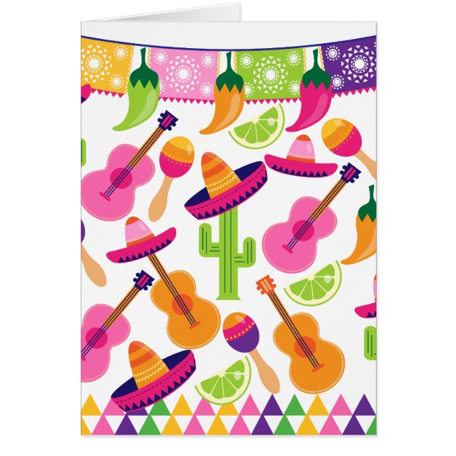 Fiesta Party Sombrero Cactus Lims Peppers Maracas (Devant)
