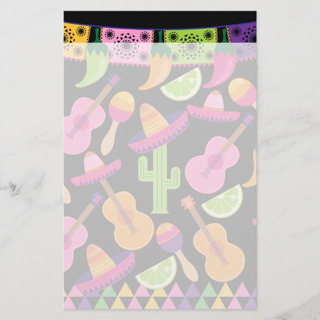 Fiesta-Partysombrero-Kaktus kalkt Paprikaschoten Briefpapier (Vorderseite)