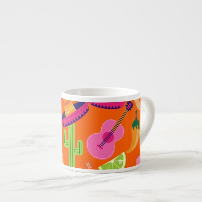 Fiesta-Partysombrero-Kaktus kalkt Paprikaschoten Espressotasse (Vorderseite Rechts)