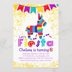 Fiesta Piñata Geburtstagsparty - farbenfrohe Einla Einladung