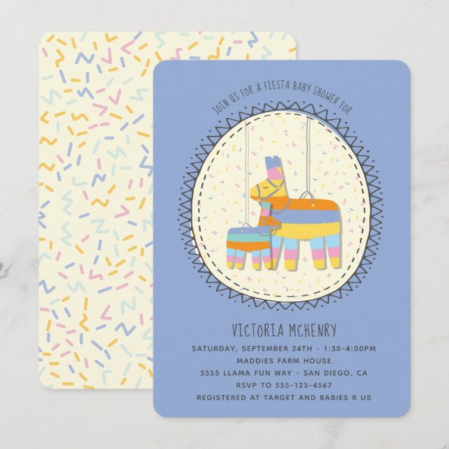 Fiesta Piñata mexicaine et Baby shower Invitation (Devant / Derrière)