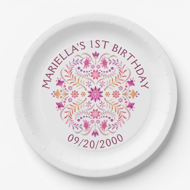 Fiesta Pink Birthday Shower Wedding Pappteller (Vorderseite)
