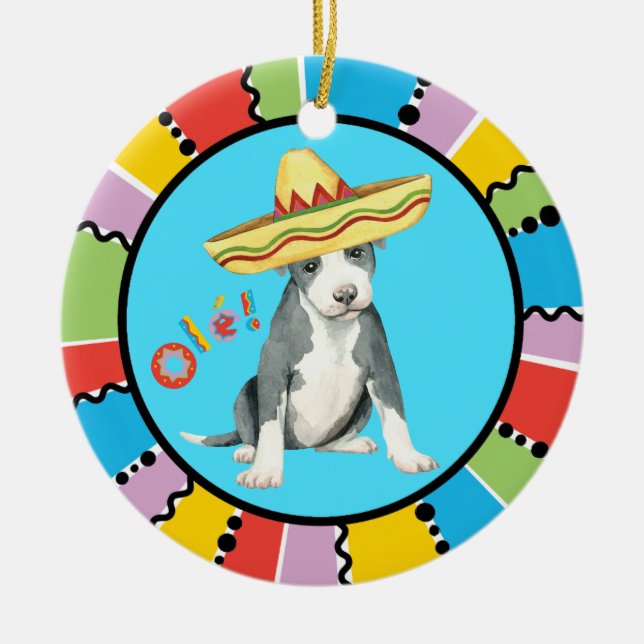 Fiesta Pit Bull Terrier Keramik Ornament (Vorne)