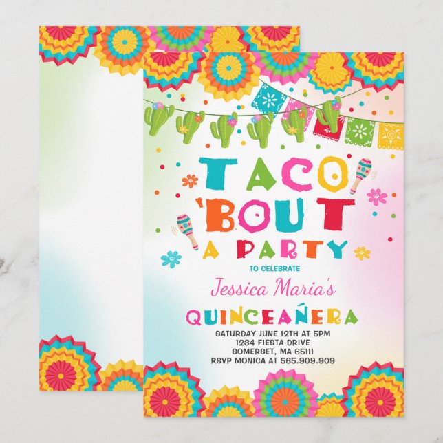 Fiesta Quinceanera Einladung Taco Bout Ein Party (Vorne/Hinten)