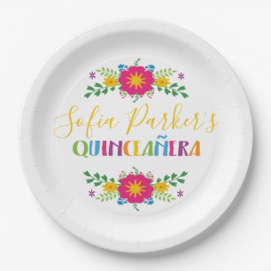 Fiesta Quinceñera, farbenfroh Pappteller