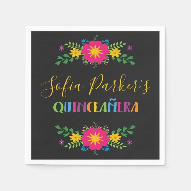Fiesta Quinceñera, farbenfroh Serviette (Vorderseite)