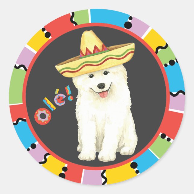 Fiesta Samoyed Classic Round Sticker (Vorderseite)