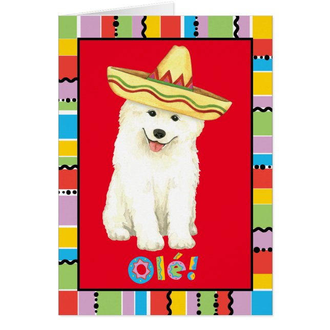 Fiesta Samoyed Grußkarte (Vorne)