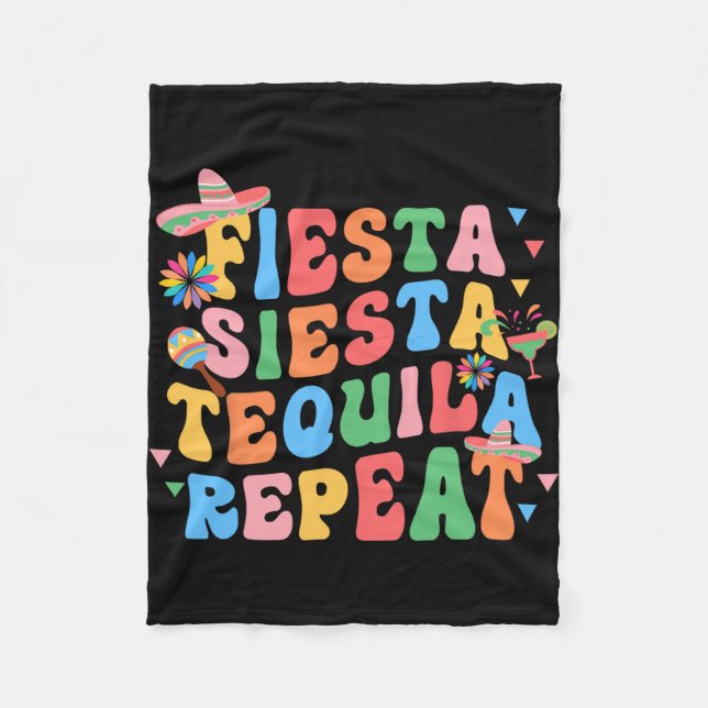 Fiesta Siesta Tequila Repeat Bride Squad Bachelore Fleecedecke (Vorderseite)