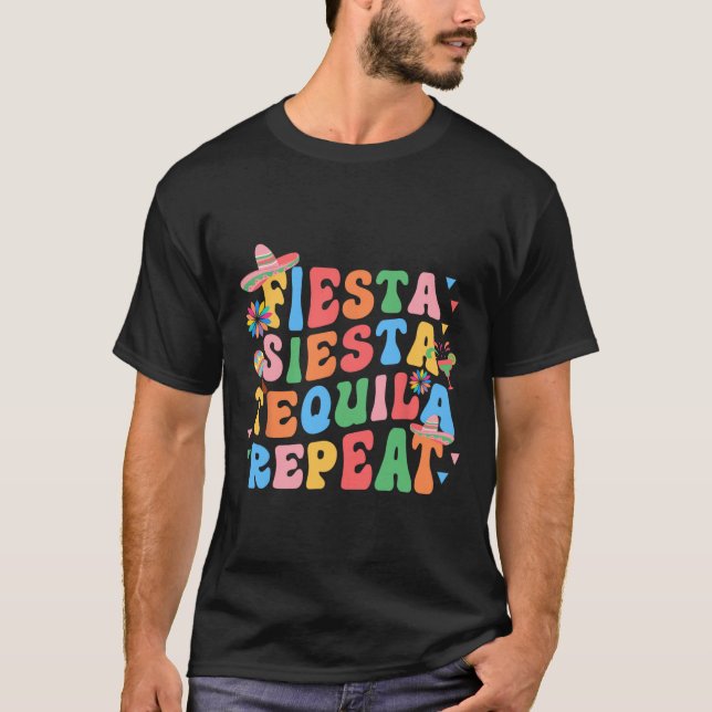 Fiesta Siesta Tequila Repeat Bride Squad Bachelore T-Shirt (Vorderseite)