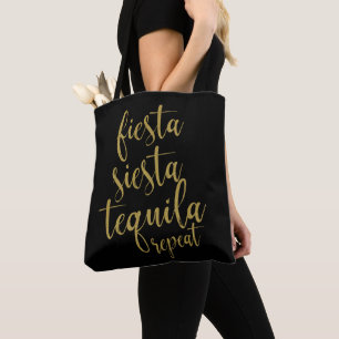 Fiesta Siesta Tequila Repeat Glitzer Bachelorette Tasche