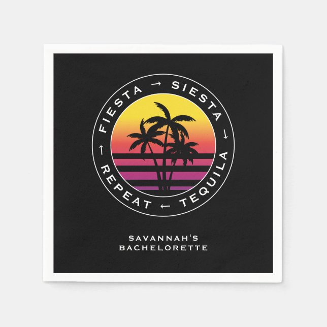 Fiesta Siesta Tequila Repeat Junggeselinnen-Abschi Serviette (Vorderseite)
