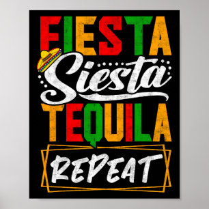 Fiesta Siesta Tequila Wiederholung Mexiko Mexikani Poster