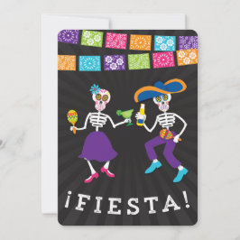 Fiesta Skulls Party Einladung mit Bannern