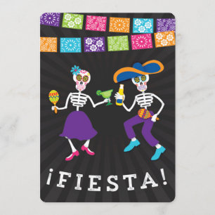 Fiesta Skulls Party Invitation avec bannières