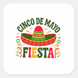 Fiesta Squad Cinco De Mayo Mexican Sombrero Quadratischer Aufkleber