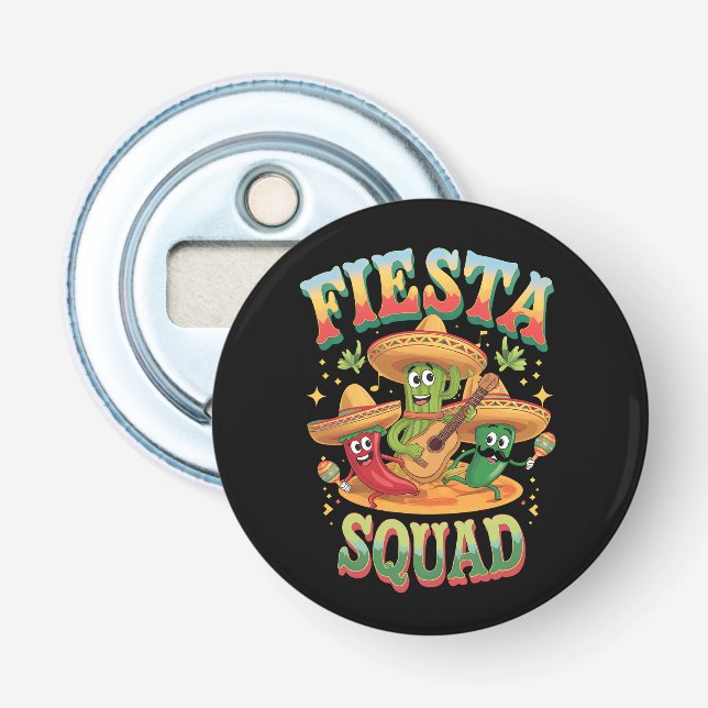Fiesta Squad Funny Cinco De Mayo Mexikanisches Par Flaschenöffner (Vorderseite)