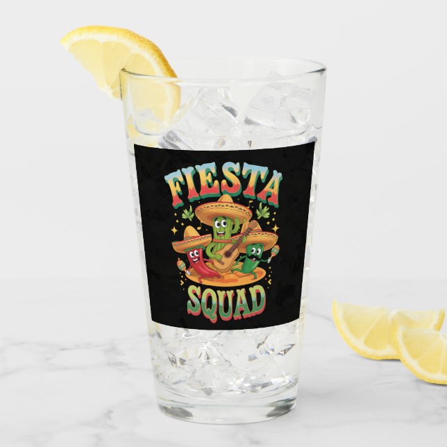 Fiesta Squad Funny Cinco De Mayo Mexikanisches Par Glas (Vorderseite Ice)