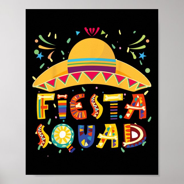 Fiesta Squad Mexico Fiesta Taco Guitar Cinco De Ma Poster (Vorne)