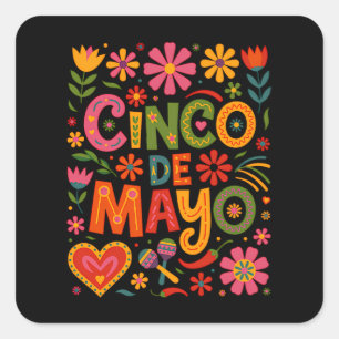 Fiesta-Stimmung Cinco de Mayo – Mexiko feiern Quadratischer Aufkleber