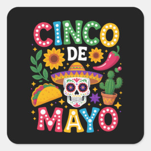 Fiesta-Stimmung Cinco de Mayo – Mexiko feiern Quadratischer Aufkleber