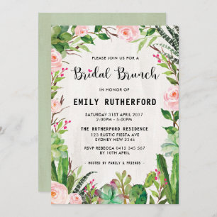 Fiesta Succulent Boho Bridal Brunch Einladung