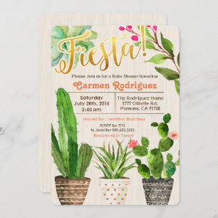 Fiesta Succulent Cactus Babydusche Einladung