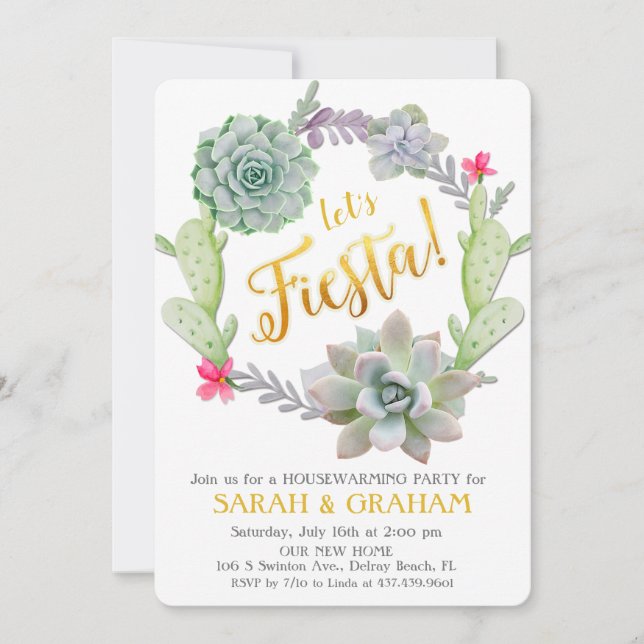 Fiesta Succulent Wreath Invitation au réchauffemen (Devant)