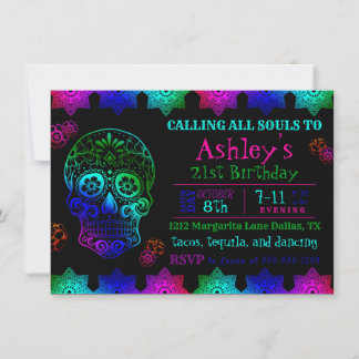 Fiesta Sugar Skull Einladung zum Geburtstag
