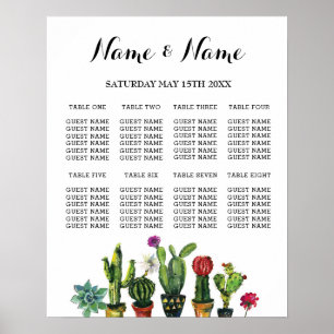Fiesta Table Plan Hochzeitplakat 8 Sitzkakteen Poster