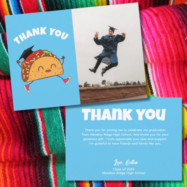 Fiesta Taco Abschluss Foto Danke Karte (Fiesta Taco Graduation Photo Thank You Card)