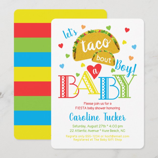 Fiesta Taco Bout a Baby Boy Shower Invitation (Devant / Derrière)