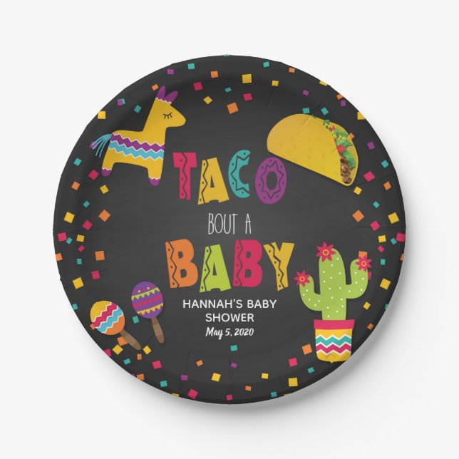 Fiesta Taco Bout a Baby Paper Plate - Anpassbar Pappteller (Vorderseite)