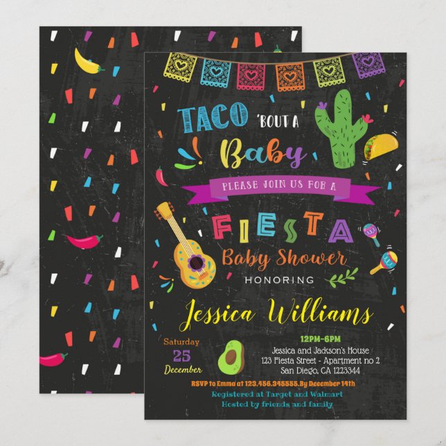 Fiesta Taco Bout a Baby Shower Einladungen (Vorne/Hinten)