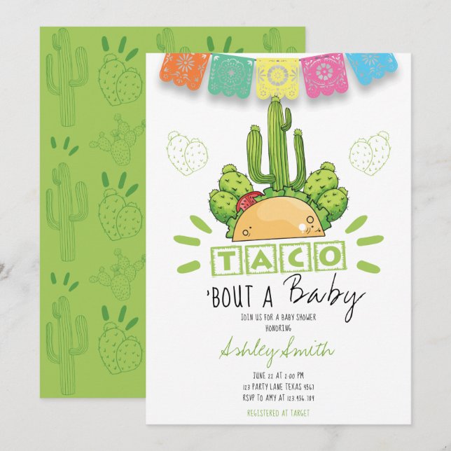Fiesta Taco 'Bout Baby Einladung (Vorne/Hinten)