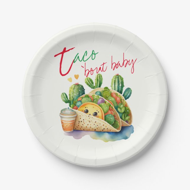 FIESTA Taco 'bout Baby Niedlich Tacos Babydusche Pappteller (Vorderseite)