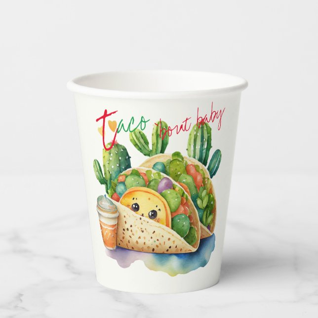 Fiesta Taco 'bout Baby Shower Niedlich Fun Modern Pappbecher (Vorderseite)