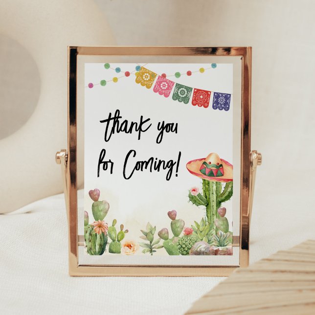 Fiesta Taco 'Bout Baby Shower Vielen Dank für Ihr  Poster (Cinco De Mayo Taco Bout Baby Shower Thank you for Coming Sign)