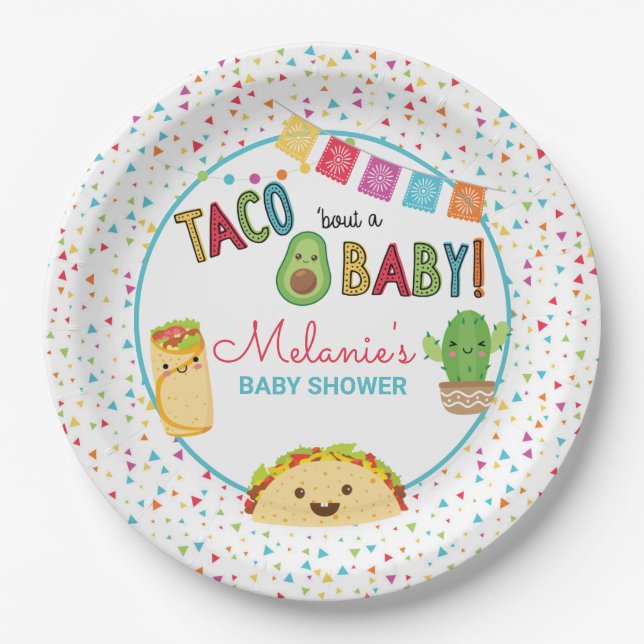 Fiesta Taco Bout eine Babydusche Papierplatte Pappteller (Vorderseite)