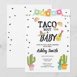 Fiesta Taco Bout Liebe Cactus Black Baby Shower Einladung