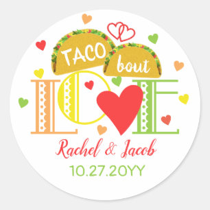 Fiesta Taco Bout Love Farbige Verlobungsfeier Runder Aufkleber