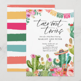 Fiesta Taco 'Bout Twins Mexican Cactus Baby Shower Einladung