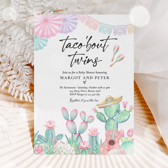 Fiesta Taco 'Bout Twins Mexican Cactus Baby Shower Einladung (Von Creator hochgeladen)