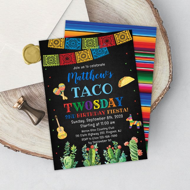 Fiesta Taco Deux Jours 2e anniversaire Invitation  (Créateur téléchargé)