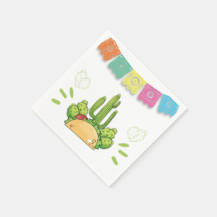 Fiesta Taco Paper Napkin Mexican Cactus Floral Serviette