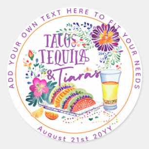 FIESTA Tacos Tequila und Diademe Runder Aufkleber