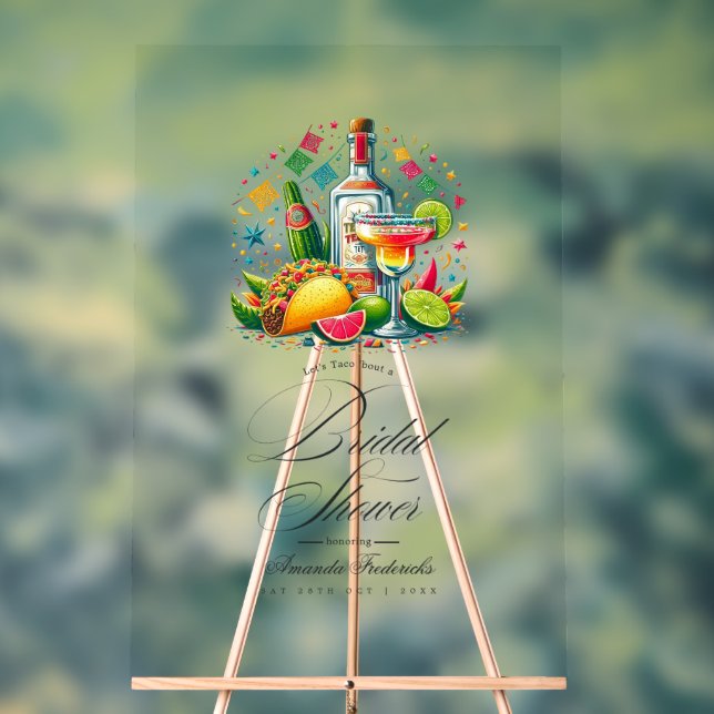 Fiesta Tacos und Tequila Brautparty Willkommen Acrylschild (Neutral)