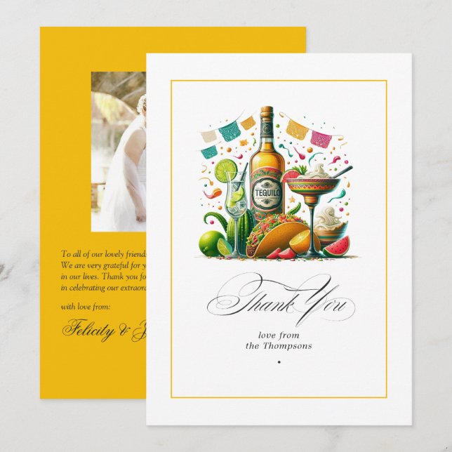 Fiesta Tacos und Tequila Dankeskarte (Vorne/Hinten)